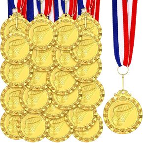 36 Pcs Award Medals for Kids 2'' Gold Sports Awards Soccer Basketball Football Baseball Medals Trophy with Red White Blue Stripes Ribbon for Kids Sports Party Winner Gifts(Basketball)