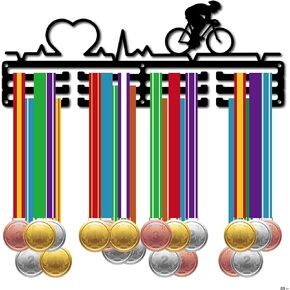 CREATCABIN Figure Skating Medal Hanger Display Medal Holder Rack Sports Metal Hanging over 60 Medals Athlete Awards Iron Wall Mount Decor for Home Badge Race Competition Medalist Black 15.7x5.9Inch