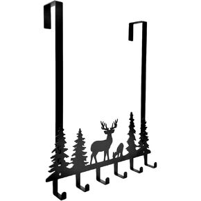 Over The Door Hooks for Hanging-6 Hooks Black-Over The Door Organizer-Strong Metal Dog Hooks-Cute Puppy Key Rack & Hanger 12inch (Dog Utility Hooks)