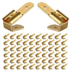 Piggyback Spade Connectors Female Malequick Disconnect Wire Connectors 3 Way Adapter Non-insulated Brass Electropneumatic Crimp Terminal Connectors Wire Spade Connectors Gold60PCS