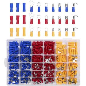 Insulating Splice Cover for Electrical Cable, 480pcs Crimp Connectors Terminals Quick Disconnect Spade Ring Butt
