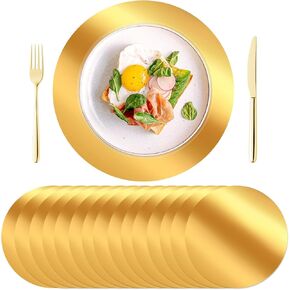 KesaPlan 100PCS Round Gold Placemats, 13" Disposable Paper Placemats for Dining Table, Mirrored Gold Charger Place Mat for Kitchen Banquet Table Setting Wedding Birthday Dinner Party Decor