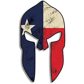 Spartan Helmet Texas Flag Sticker (Distressed TX Gun 2nd Amendment Decal Vinyl for Cars, Trucks, Laptops (5 x 2.8 inch)