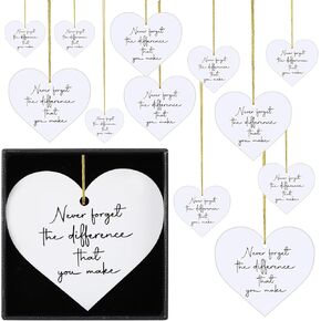 Thank You Gifts Never Forget The Difference You Make Ornament Gifts Heart Acrylic Keepsake Sign Employee Appreciation Gifts for Coworkers School Student Teacher Nurse Gift(12 Pcs)