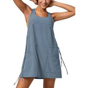 Ailoqing Mini Athletic Dress for Women Summer 2 Piece Set Sleeveless Active Dress with Built-in Shorts