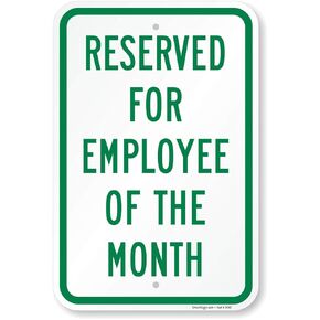 SmartSign - K-7744-P-PE-12x18-D1 "Reserved for Employee of the Month", Parking Sign | 12" x 18" Plastic Green on White