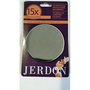 JERDON Black Spot Mirror - 3-Inch Diameter Makeup Mirror with Suction Cups for Wall-Mounting - 15X Magnification - JSC15