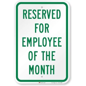 SmartSign - K-7744-P-PE-12x18-D1 "Reserved for Employee of the Month", Parking Sign | 12" x 18" Plastic Green on White
