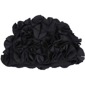 Womens Swim Hat, Floral Swim Hat for Womens, Vintage Style, Swimming/Bathing, Pretty Retro Swim Hat(Black)