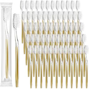 Patelai 100 Pcs Individually Wrapped Toothbrush Bulk Disposable Travel Toothbrushes Soft Bristle Tooth Brush Single Pack for Camping Adults Kids Hotels Guest Toiletries (Blue)