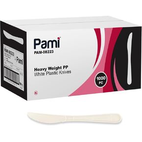 PAMI Heavy Weight Disposable Plastic Forks [1000-Pack] - Bulk White Plastic Silverware For Parties, Weddings, Catering Food Stands, Takeaway Orders & More- Heavy-Duty Single-Use Partyware Forks