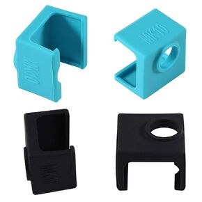 3D Printer MK10 Silicone Socks, Aokin MK10 Heater Block Silicone Cover for Wanhao Duplicator i3 Makerbot 2 QIDI Tech Flashforge, 4 Pcs, Blue/Black