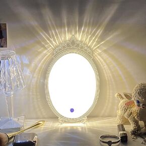 lemonadeus Aesthetic Vanity Mirror Decorative Tabletop Acrylic Mirror with Stand Desk Mirror Cute Room Decor Aesthetic Table Mirror LED Magic Mirror Smart Mirror