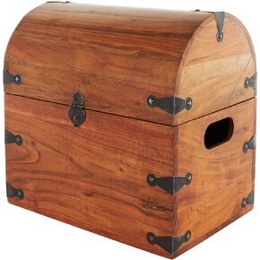 Deco 79 Wood Handmade Decorative Box Arched Storage Chest Decorative Keepsake Box with Black Metal Hardware, Storage Box 14" x 10" x 14", Brown
