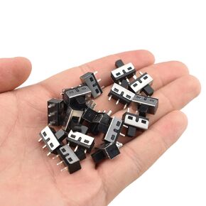 Hahiyo 1A 50V DC Vertical Slide Switch Mini Size Contact Operate Smoothly Lightweight 3 Pins 2 Position Panel Mount Micro High Knob 15 PCS for 3D Printed Prototype Bread Board, 1A 50V-0.51In-15 PCS