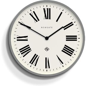 NEWGATE® Number Three Italian Wall Clock - Round Clock - Kitchen Clock - Clocks for Living Room - Office Clock - Contemporary Case - Roman Numeral Dial - Station Clock (Black)