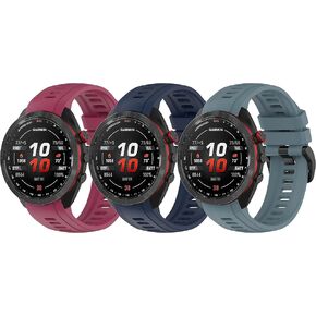 FitTurn 3 Pack Silicone Bands for Garmin Approach S70 42mm 47mm, Soft Sport Waterproof Strap Replacement Wristband for Approach S70 Smartwatch Women Men