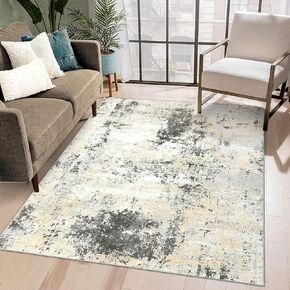 CAROMIO Washable Area Rug 6x9 Modern Abstract Rug, Large Living Room Rug Non Slip Soft Colorful Floor Carpet Bedroom Rug for Nursery Kitchen Dining Room, Pink/Yellow