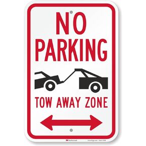 SmartSign 18 x 12 inch “No Parking - Tow Away Zone" Sign, 63 mil Aluminum, 3M Laminated Engineer Grade Reflective Material, Red, Black and White