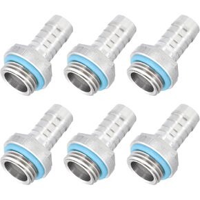 MECCANIXITY Hose Barb Fittings G1/4 x 9mm Thread Male Aluminum Pipe Fitting Adapter for Water Cooling System Pack of 6