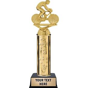 Crown Awards 9.75" Cycling Bike Male Trophies, Gold Stars Cycling Bike Male Trophy with Custom Engraving Prime