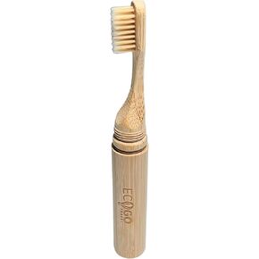 Bamboo Screwable Toothbrush Two-Piece Design | Soft, BPA-Free Bristles & Portable Case | Natural, Compact & Eco-Friendly | Ideal for Travel, Camping & Daily Use
