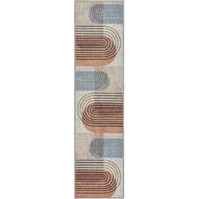 TOWN & COUNTRY EVERYDAY Avani Retro Arch Everwash™ Washable Runner Area Rug with Non-Slip Backing, Pet Friendly Rug, Beige/Rust, 1'7"x6'6"