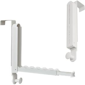 Over The Door Hooks Hanger,Over The Door Hanger with Retractable Rod,Foldable,Portable,Over The Door Towel Rack for Bathroom Bedroom Laundry Travel Hangers(Milky White, 1 Pack)