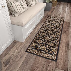 2x8 Hallway Runner Rug | Kitchen, Walkway, Entryway Rugs | Traditional, Oriental | Black 2'3'' x 7'3''