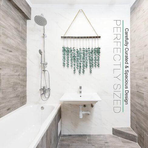 Eucalyptus Wall Hanging Decor - Bathroom Wall Decor Artificial Eucalyptus Greenery - Cute Boho Wall Decor 18.9 inch, Suitable for Living Room, Office, Nursery, Kitchen, Bedroom Wall Decoration in Saudi Arabia