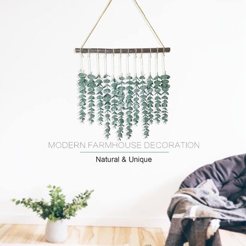 Eucalyptus Wall Hanging Decor - Bathroom Wall Decor Artificial Eucalyptus Greenery - Cute Boho Wall Decor 18.9 inch, Suitable for Living Room, Office, Nursery, Kitchen, Bedroom Wall Decoration in Saudi Arabia