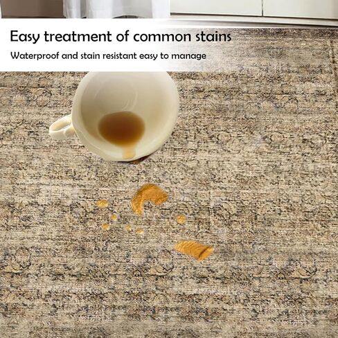Area Rug 2x3 Washable Non Slip Taupe Rug Doorway Entrance Throw Rugs with Rubber Backing Floral Print Vintage Distressed Door Mat Rug for Bathroom Bedside Living Room Kitchen (C05, 2'x3') in Saudi Arabia