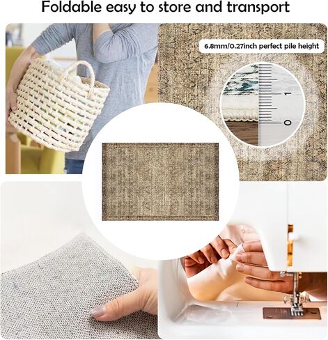 Area Rug 2x3 Washable Non Slip Taupe Rug Doorway Entrance Throw Rugs with Rubber Backing Floral Print Vintage Distressed Door Mat Rug for Bathroom Bedside Living Room Kitchen (C05, 2'x3') in Saudi Arabia