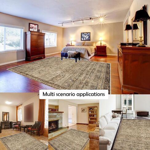 Area Rug 2x3 Washable Non Slip Taupe Rug Doorway Entrance Throw Rugs with Rubber Backing Floral Print Vintage Distressed Door Mat Rug for Bathroom Bedside Living Room Kitchen (C05, 2'x3') in Saudi Arabia