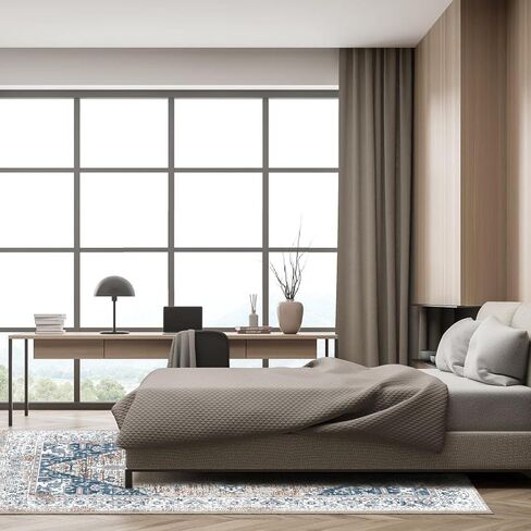 Area Rug 2x3 Washable Non Slip Taupe Rug Doorway Entrance Throw Rugs with Rubber Backing Floral Print Vintage Distressed Door Mat Rug for Bathroom Bedside Living Room Kitchen (C05, 2'x3') in Saudi Arabia