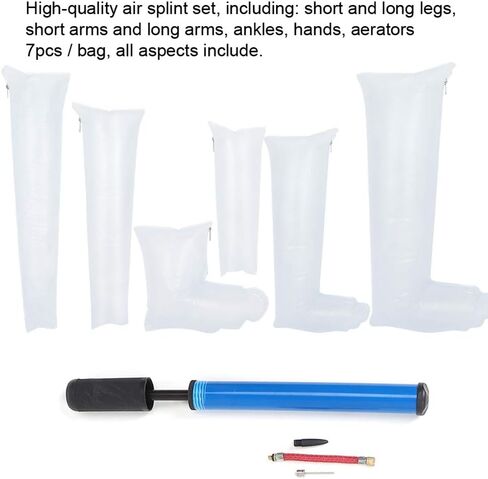 مجموعة جبيرة الهواء 7 قطعة ذراع الساق جبيرة الهواء القابلة للنفخ مجموعة التخييم في الهواء الطلق الإسعافات الأولية طقم الطوارئ الاستخدام اليومي لتخفيف آلام العظام المكسورة in Kuwait