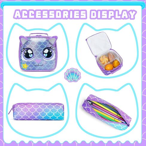Meetbelify Rolling Backpack for Girls Backpacks with Wheels for Elementary Preschool Students Kids 3 in 1 Travel Luggage Carry on Suitcase with Lunch Box Pencil Case for Girls Age 8-10 in Saudi Arabia