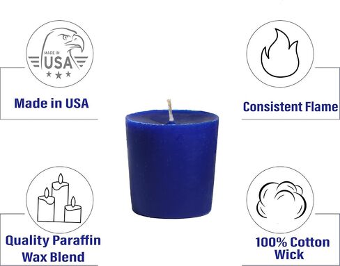 CandleNScent Dark Blue Votive Candles | Unscented - 15 Hour Burn Time - Made in USA (Pack of 6) in Saudi Arabia