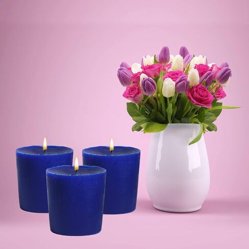 CandleNScent Dark Blue Votive Candles | Unscented - 15 Hour Burn Time - Made in USA (Pack of 6) in Saudi Arabia