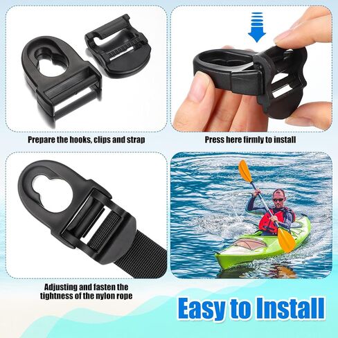4 Set Kayak Seat Clips Replacement with 8 Straps Kayak Seat Repair Kit Kayak Seat Belt Clips Fit for Emotional Kayak Seat Clip and Hooks Accessories for Sports Outdoor in Saudi Arabia