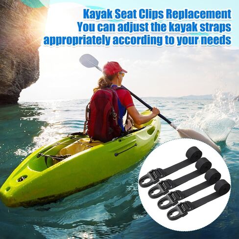 4 Set Kayak Seat Clips Replacement with 8 Straps Kayak Seat Repair Kit Kayak Seat Belt Clips Fit for Emotional Kayak Seat Clip and Hooks Accessories for Sports Outdoor in Saudi Arabia