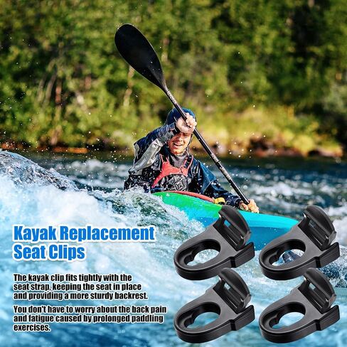 4 Set Kayak Seat Clips Replacement with 8 Straps Kayak Seat Repair Kit Kayak Seat Belt Clips Fit for Emotional Kayak Seat Clip and Hooks Accessories for Sports Outdoor in Saudi Arabia
