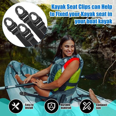 4 Set Kayak Seat Clips Replacement with 8 Straps Kayak Seat Repair Kit Kayak Seat Belt Clips Fit for Emotional Kayak Seat Clip and Hooks Accessories for Sports Outdoor in Saudi Arabia