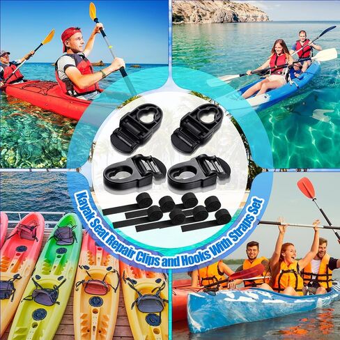 4 Set Kayak Seat Clips Replacement with 8 Straps Kayak Seat Repair Kit Kayak Seat Belt Clips Fit for Emotional Kayak Seat Clip and Hooks Accessories for Sports Outdoor in Saudi Arabia