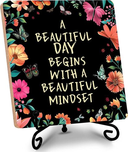 Home Décor Accents, Office Desk Decor, A Beautiful Day Begin With A Beautiful Mindset, Christmas, Birthday Gifts, Wood Plaque with Stand, Gifts for Family, Lover, Friends, Colleague, BFF, etc. (014) in Saudi Arabia
