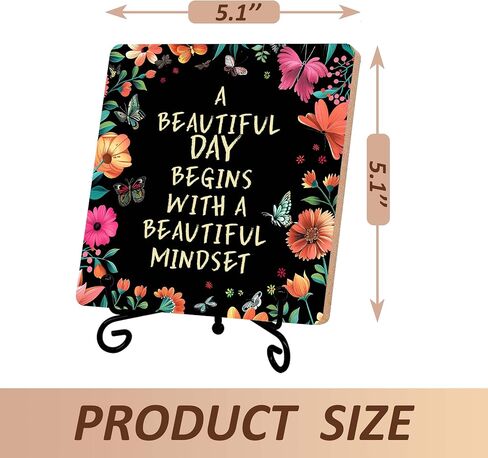 Home Décor Accents, Office Desk Decor, A Beautiful Day Begin With A Beautiful Mindset, Christmas, Birthday Gifts, Wood Plaque with Stand, Gifts for Family, Lover, Friends, Colleague, BFF, etc. (014) in Saudi Arabia