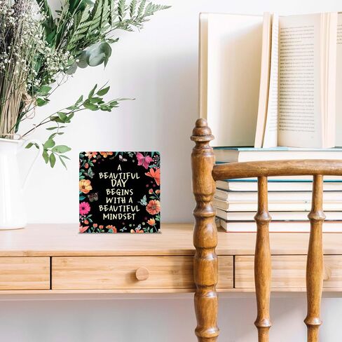 Home Décor Accents, Office Desk Decor, A Beautiful Day Begin With A Beautiful Mindset, Christmas, Birthday Gifts, Wood Plaque with Stand, Gifts for Family, Lover, Friends, Colleague, BFF, etc. (014) in Saudi Arabia