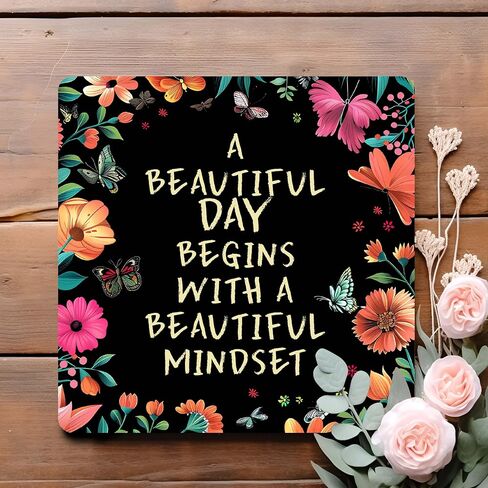 Home Décor Accents, Office Desk Decor, A Beautiful Day Begin With A Beautiful Mindset, Christmas, Birthday Gifts, Wood Plaque with Stand, Gifts for Family, Lover, Friends, Colleague, BFF, etc. (014) in Saudi Arabia