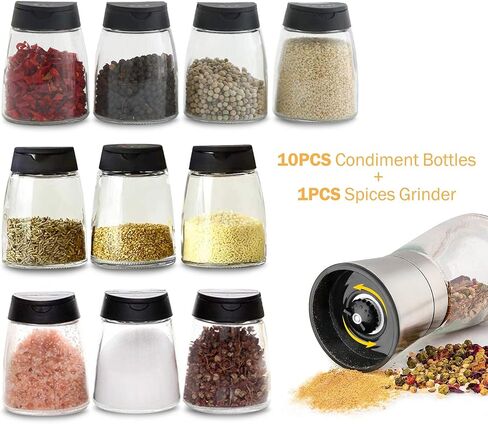 Glass Spice Jars, Double Lids Seasoning Shakers Glass Bottles Spice Shakers Sifter Barbecue Salt & Pepper Shaker Container (4PCS） in Saudi Arabia