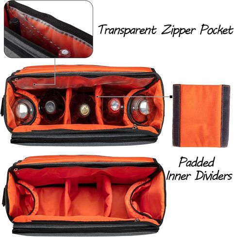 CURMIO Bartender Bag, Travel Bag for Bar Tools Set, Bartender Kits Storage with Padded Compartments for Wine Bottles, For Home Indoor Outdoor Patio Party, Black (Bag ONLY) in Saudi Arabia